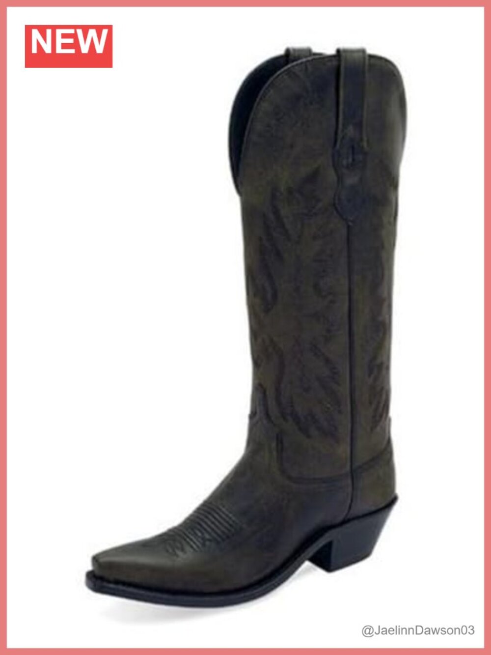 Old West Leather Snip Toe Western Boots Knee High Pull On